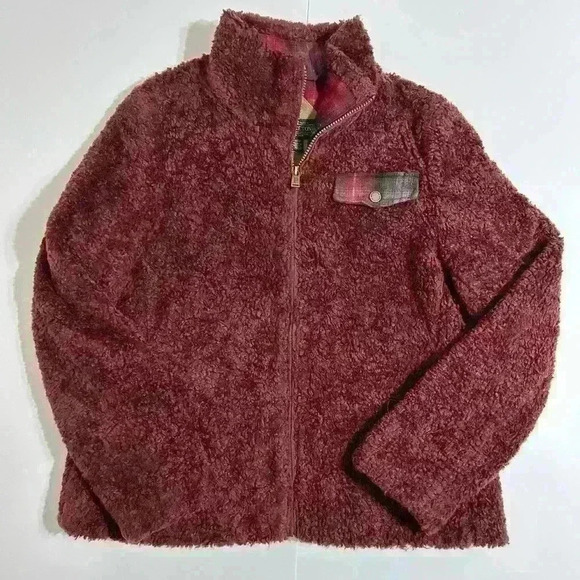 Pendleton Women's Sherpa Fleece, Lined Wool Jacket Full Zip Cabernet Red - Picture 1 of 8